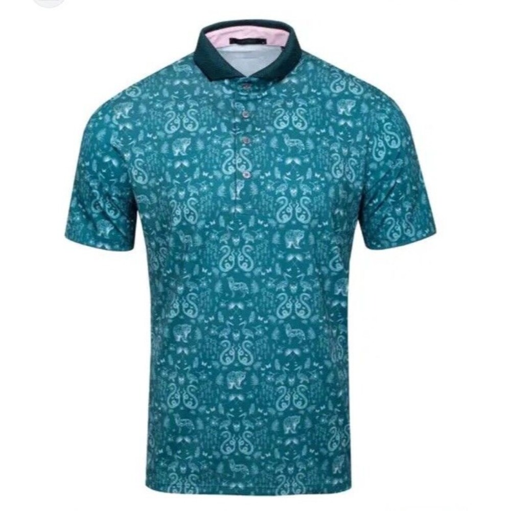 Greyson Golf Polo Shirt Uniquities Green Snake Wolf Skull Novelty Print Mens XL
